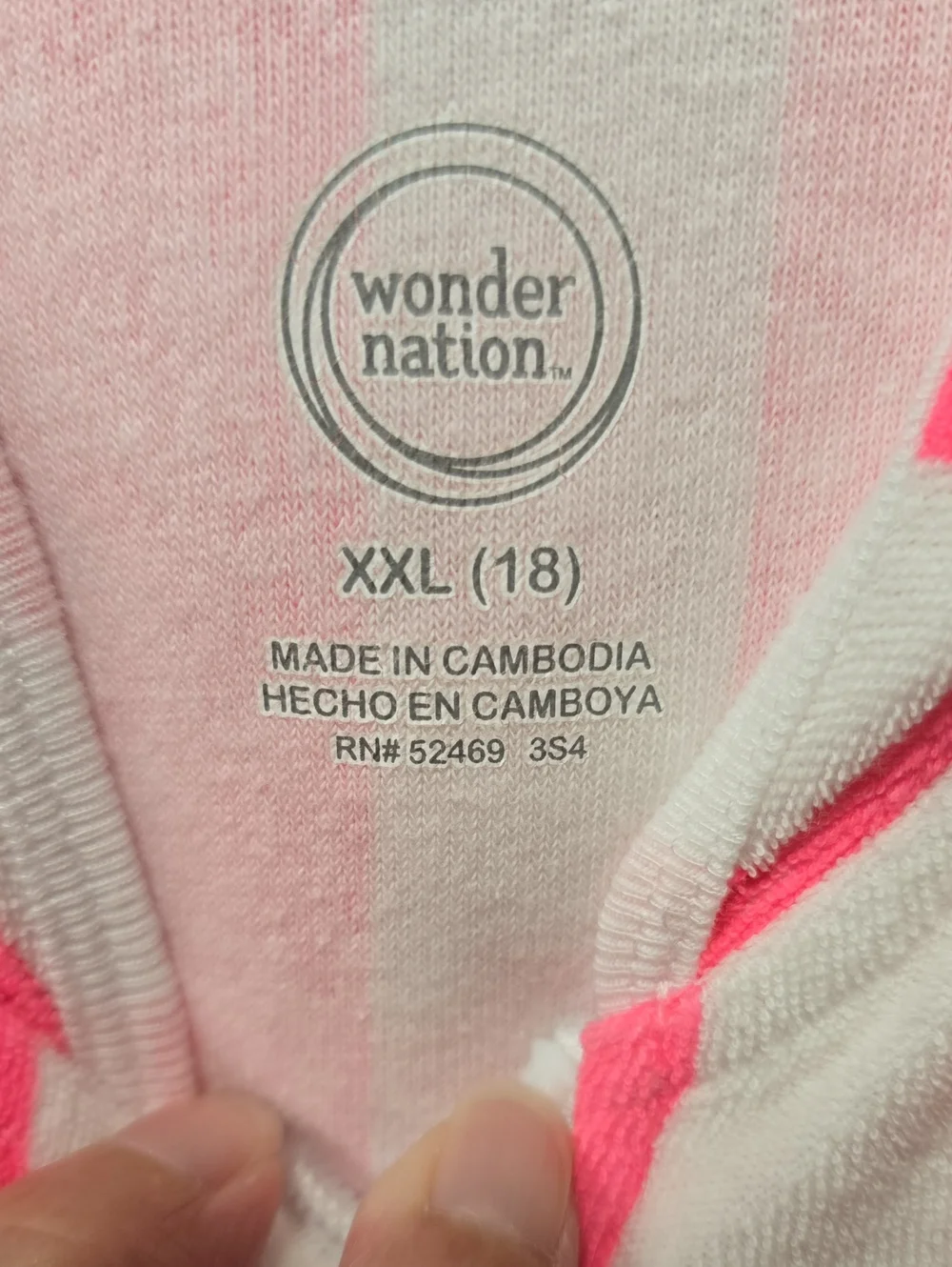Like New. Striped Hooded Zip-Front Coverup - Pink & White Size 18